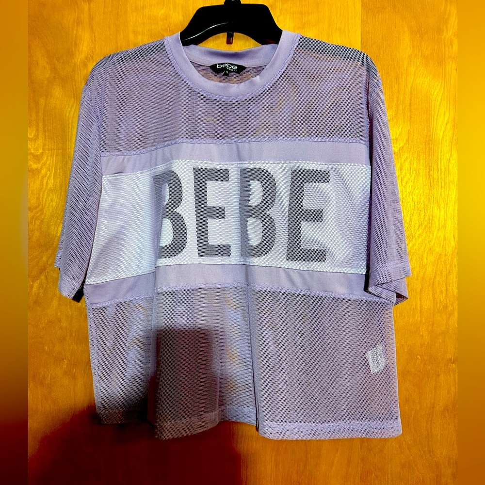 EUC Bebe Beautiful lavender sheer jersey. Size XL